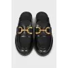 Leather mules with gold-tone hardware