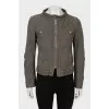 Leather jacket with zipper