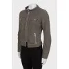 Leather jacket with zipper