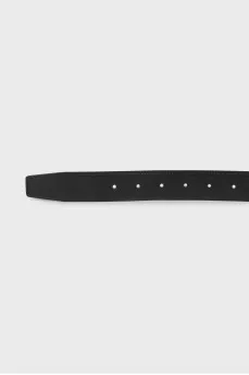 Black leather belt with silver hardware