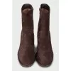 Brown suede heeled ankle boots