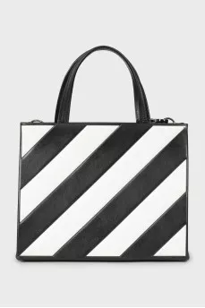 Striped leather crossbody bag