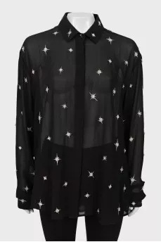 Silk shirt with beaded embroidery