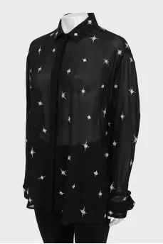 Silk shirt with beaded embroidery