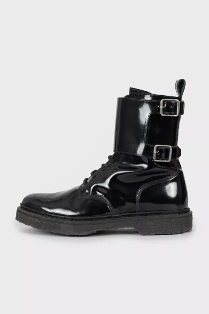 Men's black lace-up boots