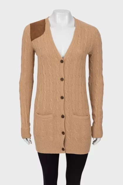 Long cardigan in wool and cashmere