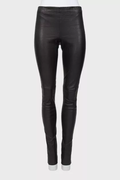 Leather pants with elastic