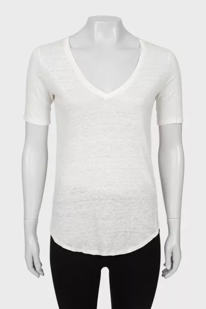 Linen V-neck T-shirt