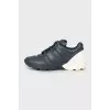 Navy blue leather sneakers