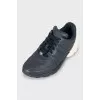 Navy blue leather sneakers