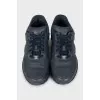 Navy blue leather sneakers