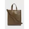 Leather shopper bag with tag