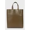 Leather shopper bag with tag