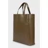 Leather shopper bag with tag