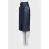 Leather blue skirt with a belt