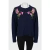 Cashmere sweater with patches