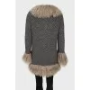 Knitted cardigan with fur