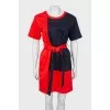 Two-tone dress with a belt