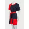 Two-tone dress with a belt