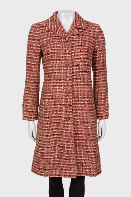 Mixed color tweed coat