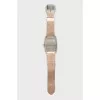 Silver watch with leather strap