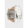 Silver watch with leather strap