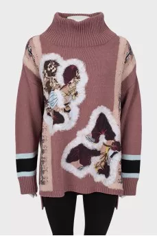 Printed turtleneck sweater