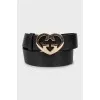 Leather belt with silver buckle