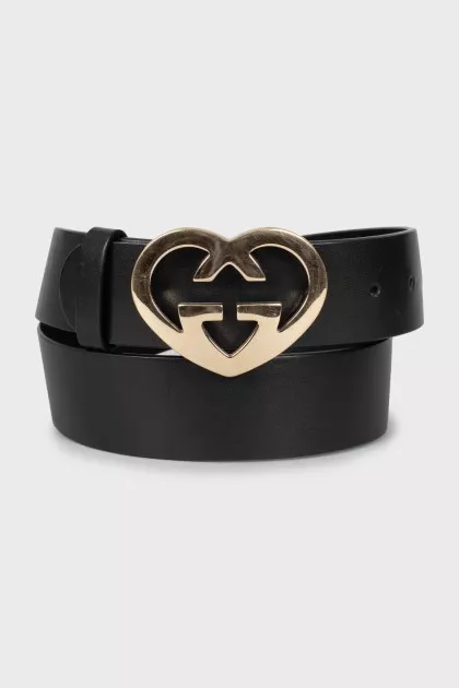 Leather belt with silver buckle