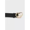 Leather belt with silver buckle