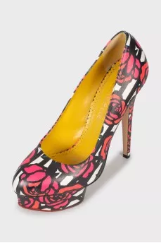Floral leather shoes