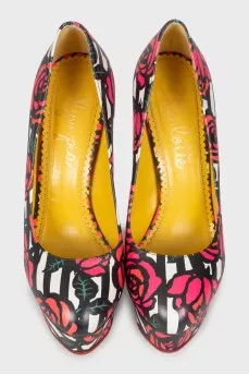 Floral leather shoes