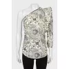 Open shoulder print blouse