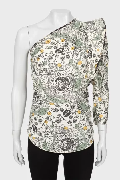 Open shoulder print blouse
