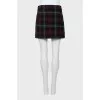 Checked wool mini skirt