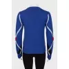 Knitted blue sweater with print