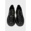 Leather oxfords with decorative hardware