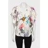 Silk blouse with metallic decor
