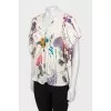 Silk blouse with metallic decor