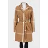 Beige checkered raincoat
