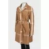 Beige checkered raincoat