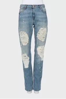 Blue jeans with ripped effect