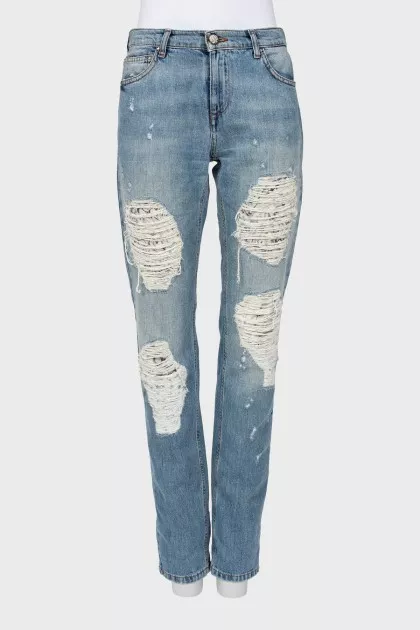 Blue jeans with ripped effect