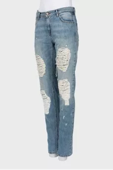 Blue jeans with ripped effect