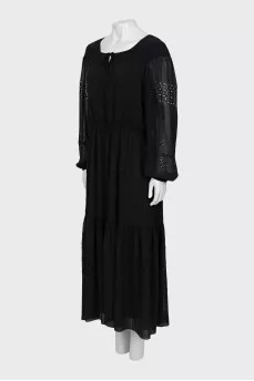 Black maxi dress with perforations