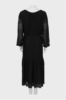 Black maxi dress with perforations