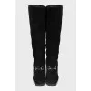 Suede wedge boots with silver decoration