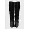 Suede wedge boots with silver decoration