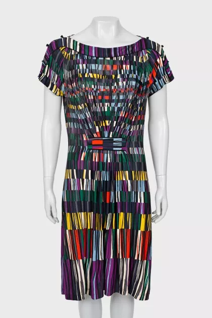 Printed dress with draped waist