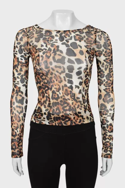 Translucent top in animal print